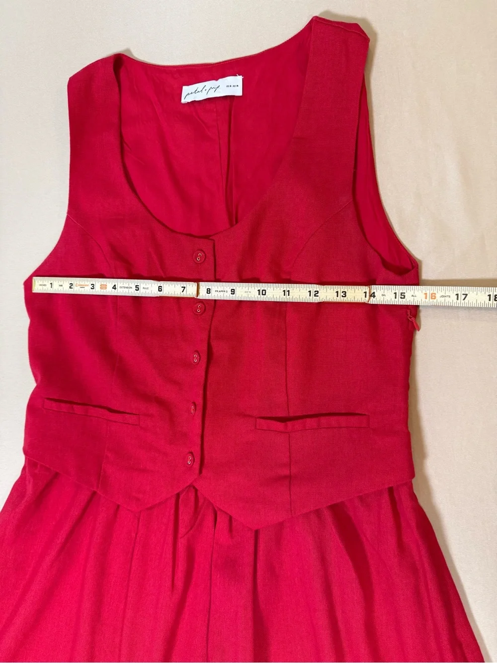 Petal & Pup Milani Mini Sleeveless Dress with Vest Front, size Medium.
